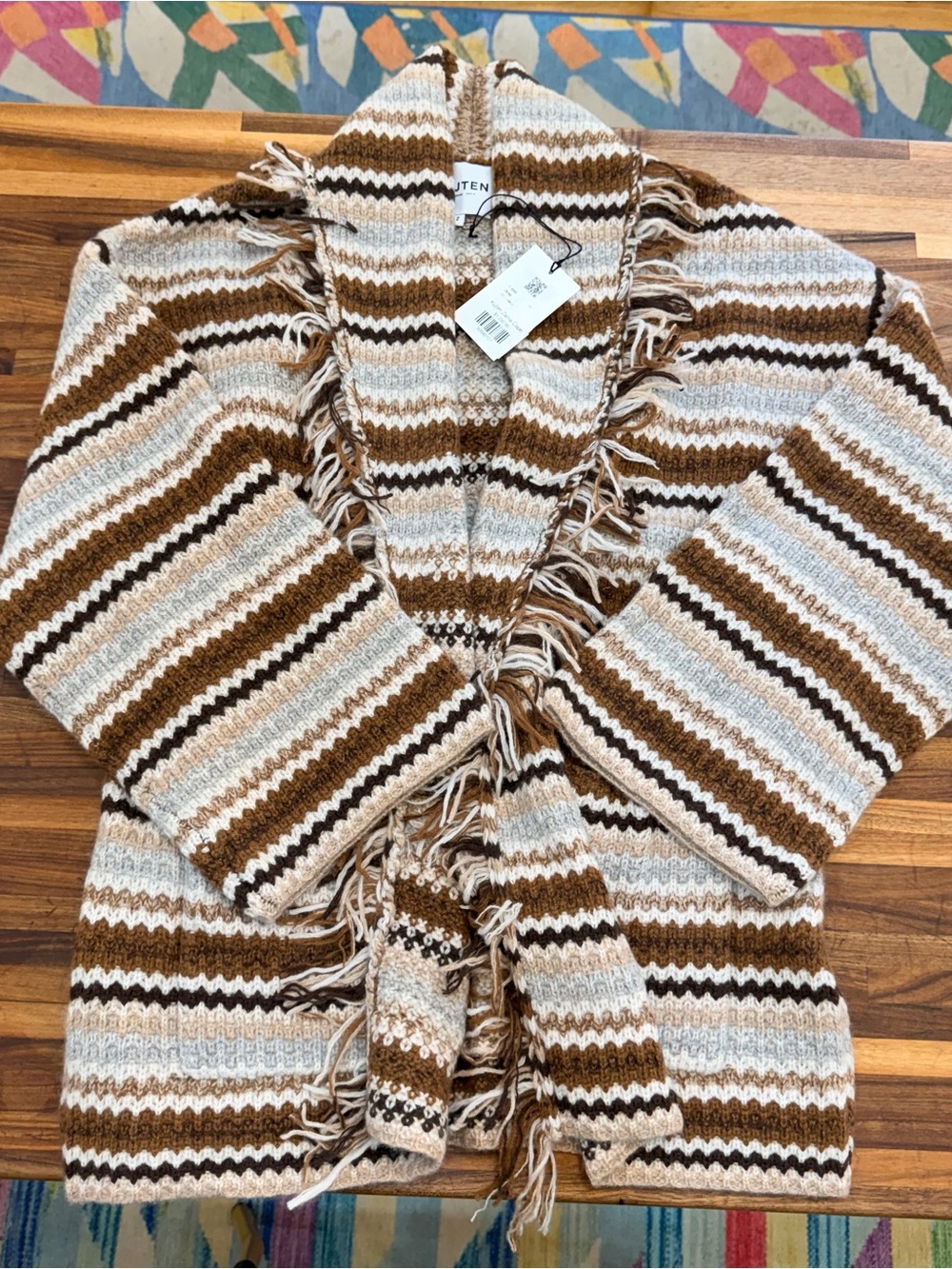 NWT - Kujten Zaina Cape Cashmere Cardigan in Camelot Brown - Medium - Picture 10 of 16
